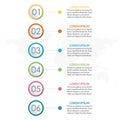 6 steps infographic design. Template for diagram, graph and chart. Timeline design with 6 levels, options, circles. Royalty Free Stock Photo